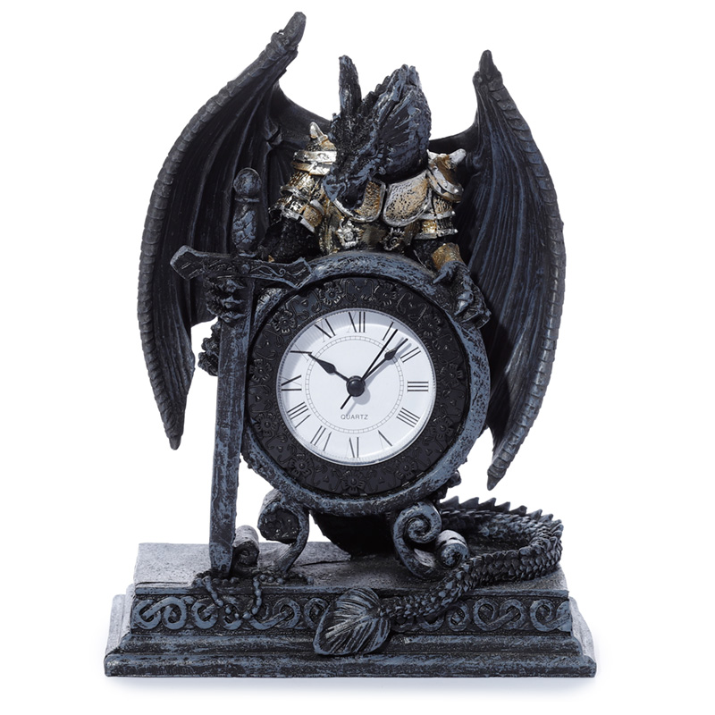 DRG28_001 Gothic Armoured Dragon Mantle Clock - Image 1
