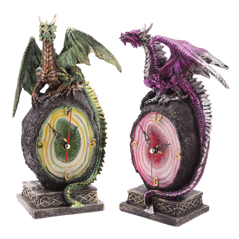 DRG413_001 Crystal Geode Dark Legends Dragon Clock - Image 1
