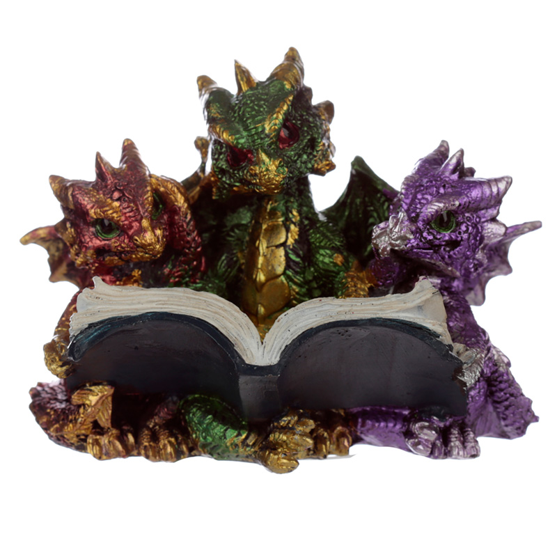 DRG484_001 Elements Triple Baby Dragons Reading - Image 1