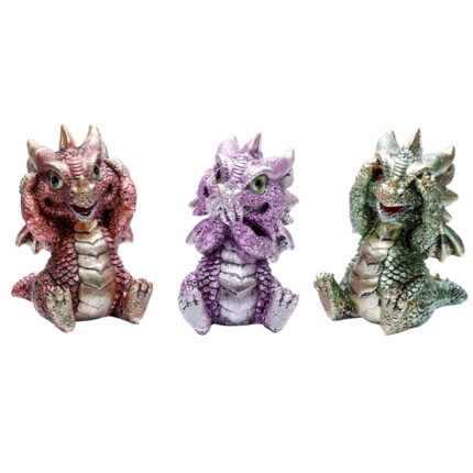 Set of 3 Elements Baby Dragon Hear No Speak No See No Evil