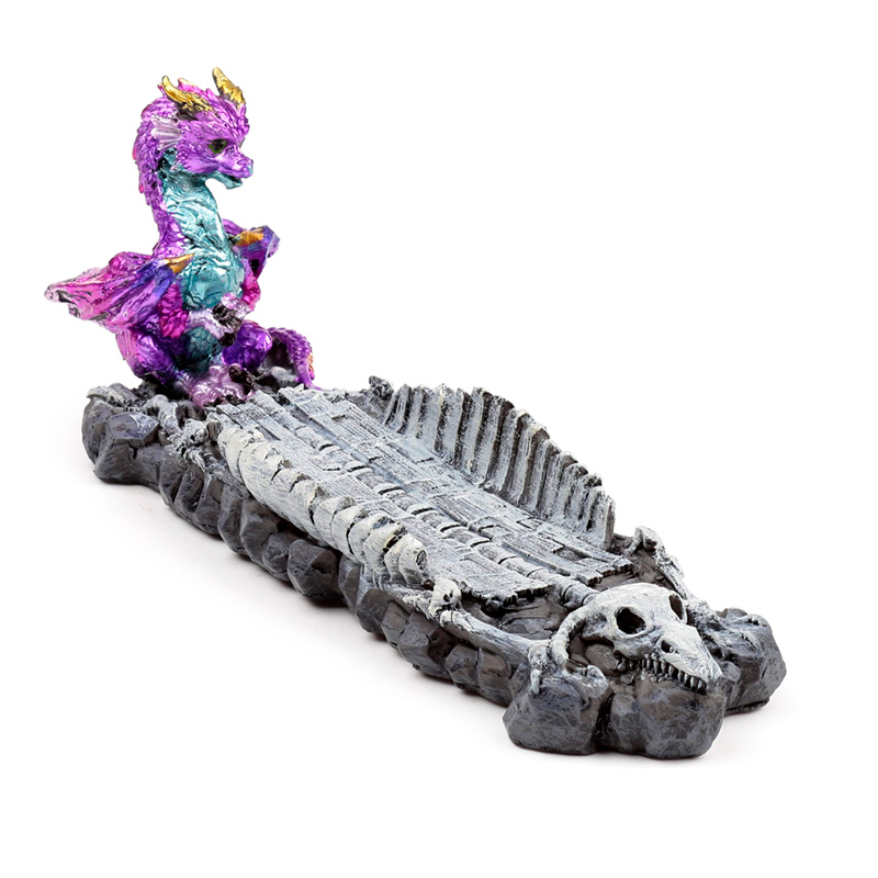 DRG552_001 Ashcatcher Incense Burner - Elements Baby Dragon Skeleton - Image 1