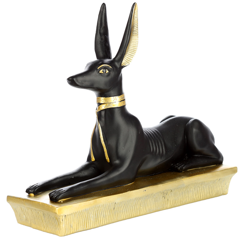 ES28_001 Decorative Gold and Black Egyptian Anubis Jackal Figurine - Image 1