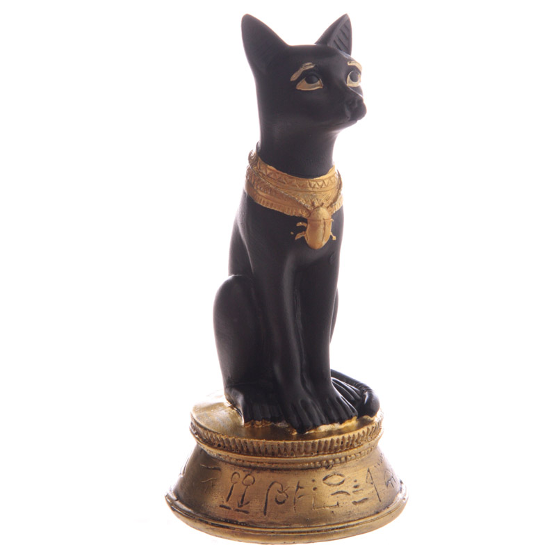 ESP10_001 Decorative Small Black and Gold Bast Egyptian Figurine - Image 1