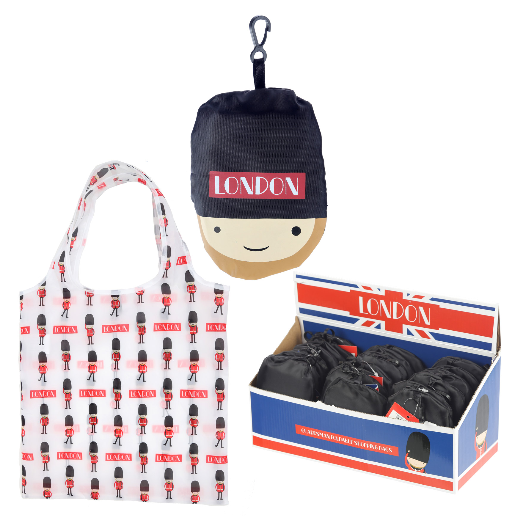 FBAG04_001 Handy Foldable Shopping Bag - London Souvenir Guardsman - Image 1