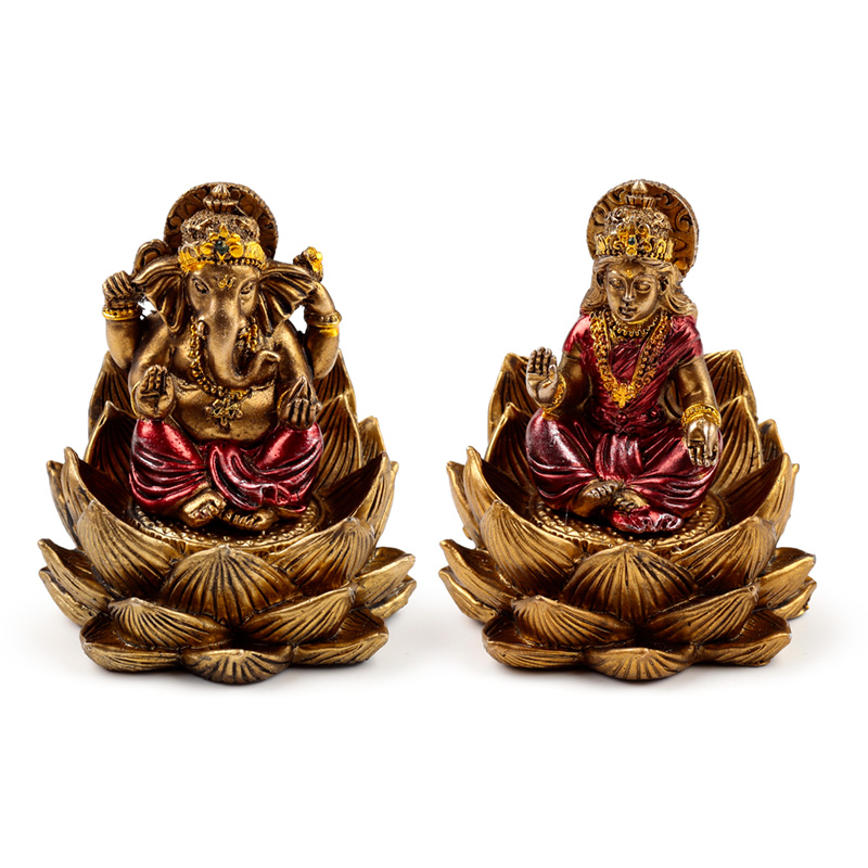 GAN22_001 Decorative Ganesh & Lakshmi Set of 2 - Lotus - Image 1