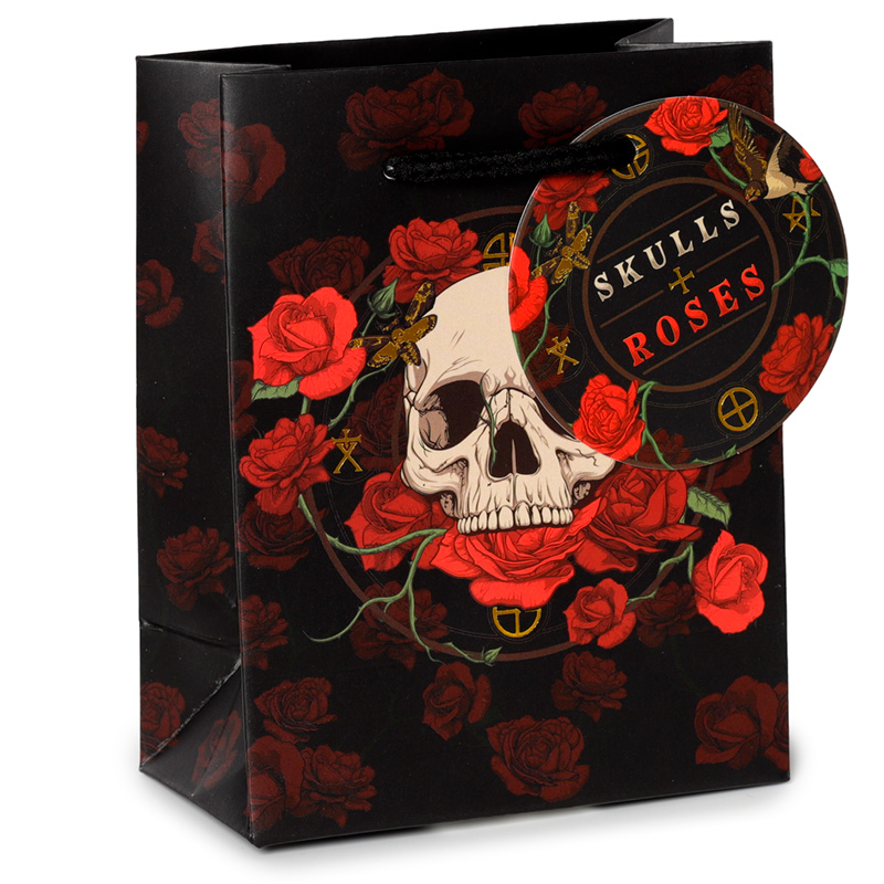 GBAG90C_001 Gift Bag (Small) - Skulls & Roses Red Roses - Image 1