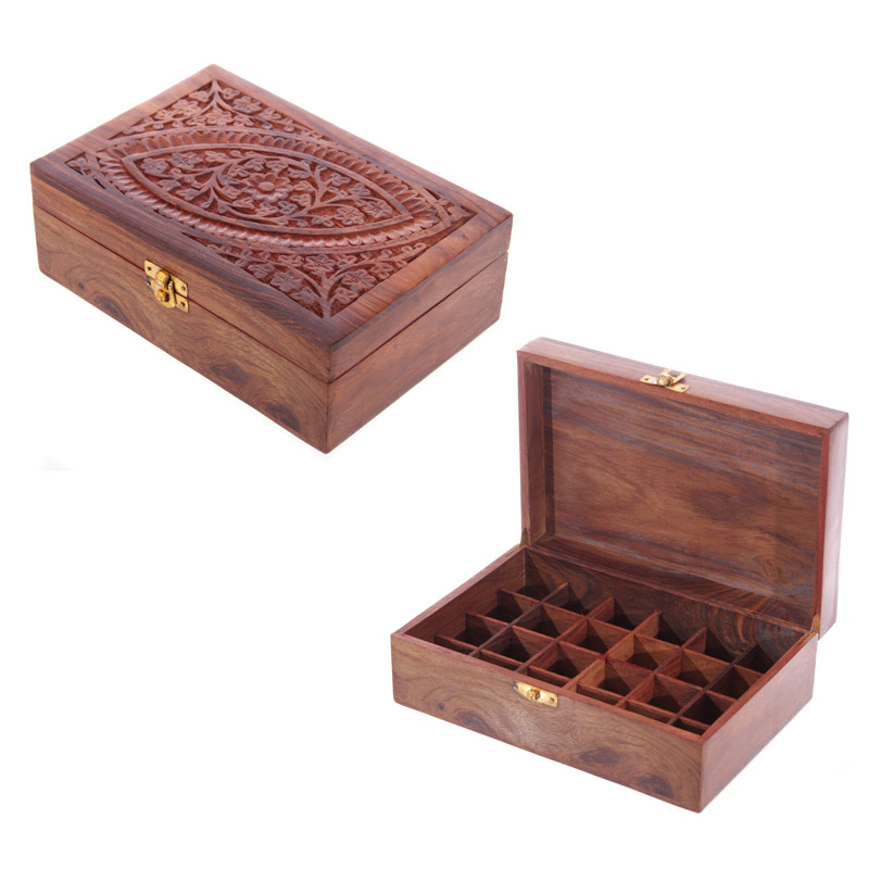IF189_001 Decorative Sheesham Wood Carved Compartment Box Large - Image 1
