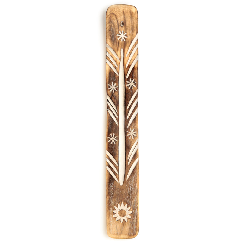 IF229_001 Decorative Sun Wooden Incense Burner Ash Catcher - Image 1