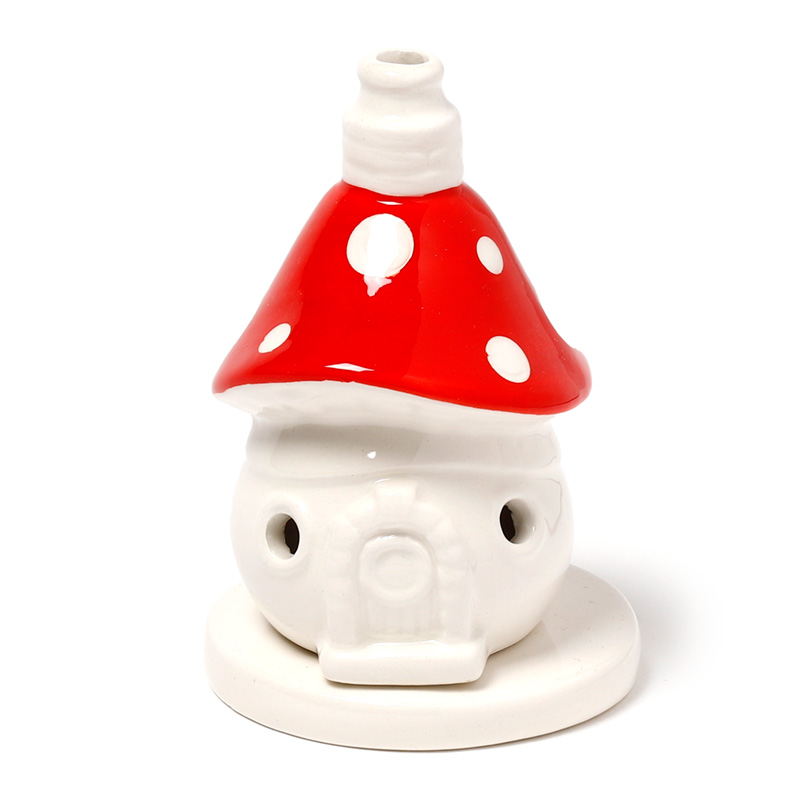 IHOLD01_001 Ceramic Incense Cone Burner - Fairy Toadstool House - Image 1