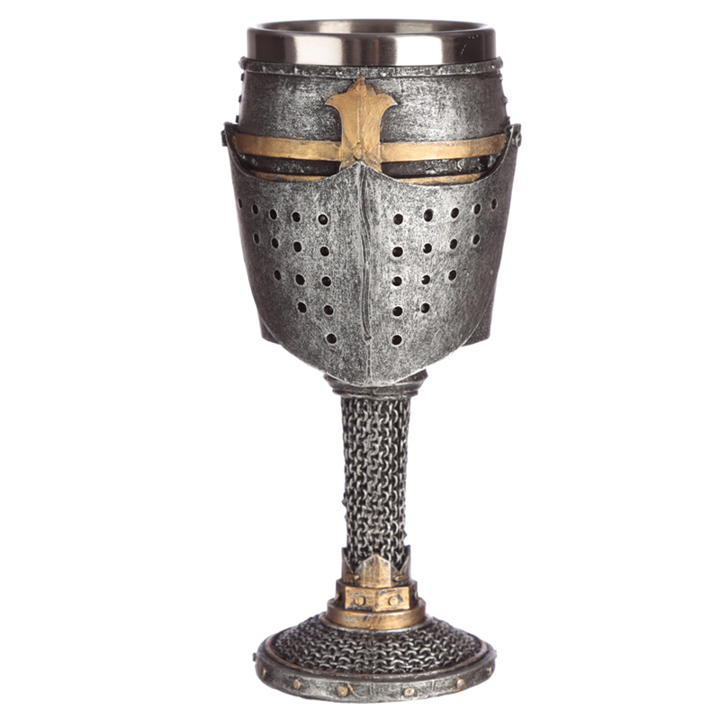 KN187_001 Decorative Goblet - Medieval Helmet & Chain Mail - Image 1