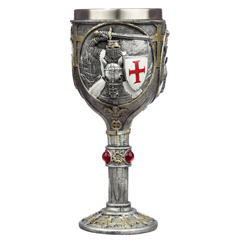 KN203_001 Decorative Goblet - Crusader Knight on Horse Back - Image 1