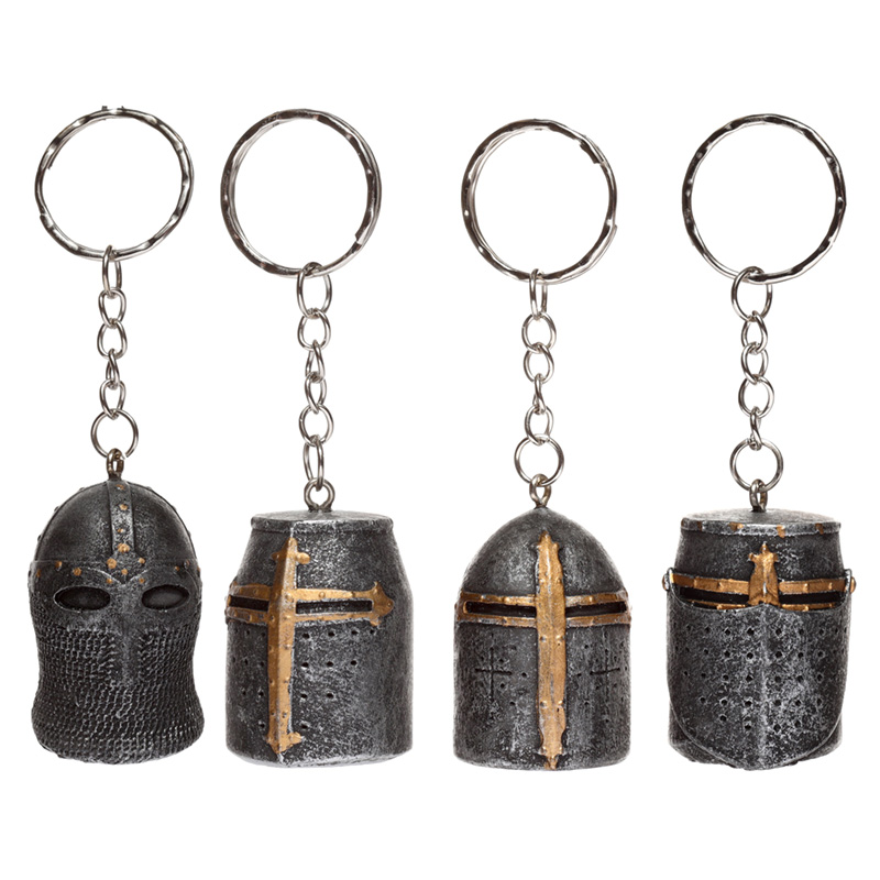 KN204_001 Novelty Keyring - Medieval Knight Helmet - Image 1