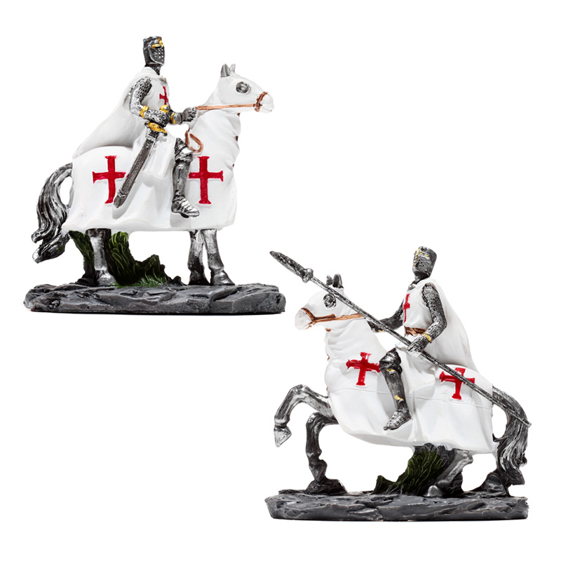 KN219_001 Fantasy Knight Ornament - Crusader Knight on Horseback Protector - Image 1