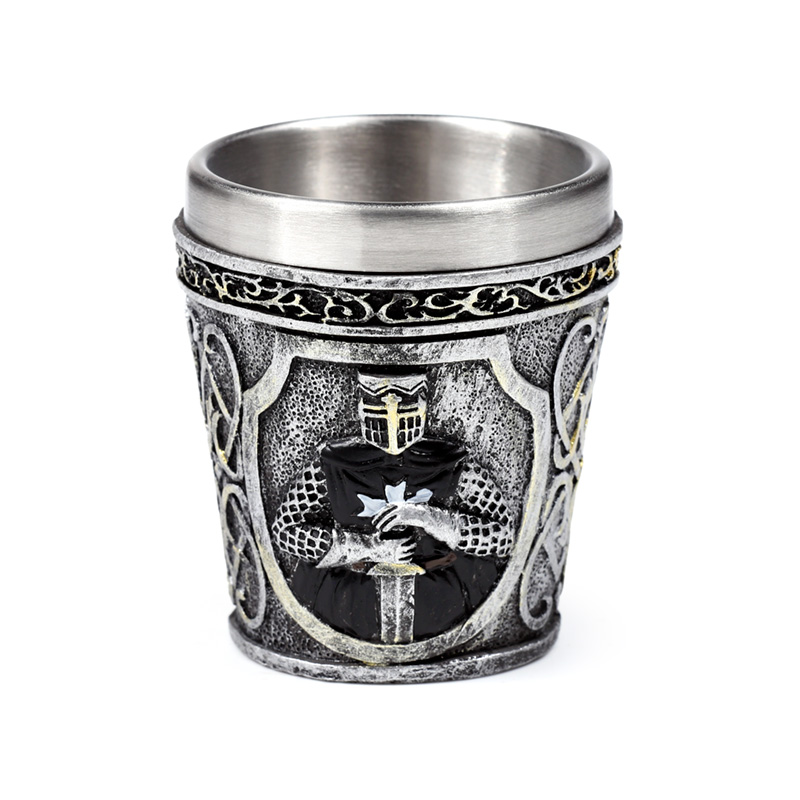 KN229_001 Decorative Shot Glass - Medieval Black Knight - Image 1