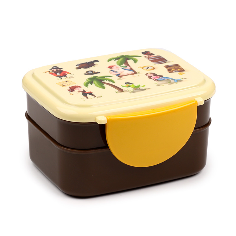 LBOX105_001 Bento Clip Lock Lunch Box with Cutlery - Jolly Rogers Pirates - Image 1