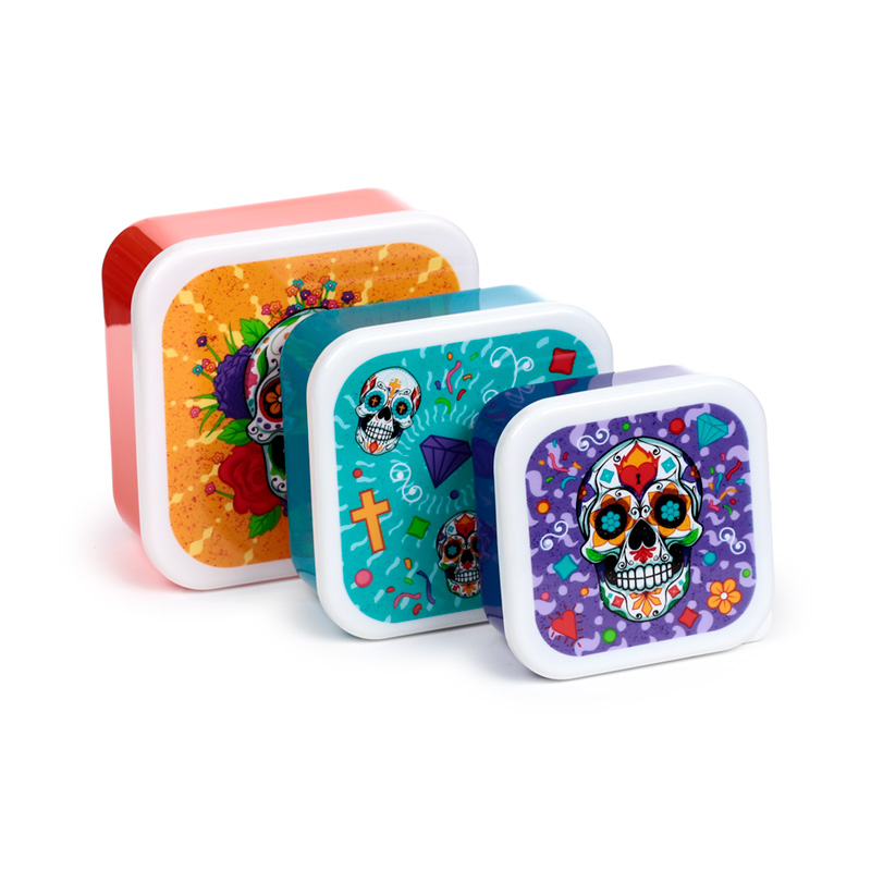 LBOX122_001 Lunch Boxes Set of 3 (M/L/XL) - Day of the Dead - Image 1