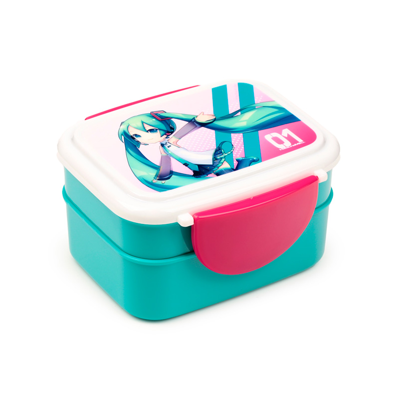 LBOX132_001 Bento Clip Lock Lunch Box with Cutlery - Hatsune Miku - Image 1