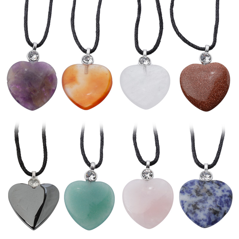 MIN01_001 Healing Stone Gemstone Heart Shaped Pendant - Image 1