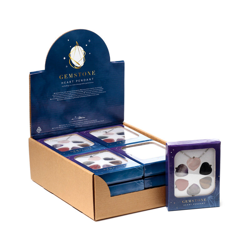 MIN45_001 Gemstone Pendant - 6 Interchangeable Heart Shaped Pendants - Image 1