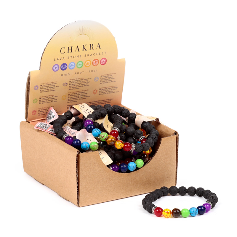 MIN50_001 Gemstone Bracelet - Chakra Lava Rock - Image 1