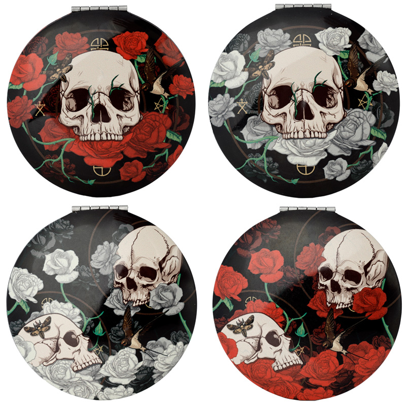 MIRR62_001 Compact Mirror - Skulls and Roses - Image 1