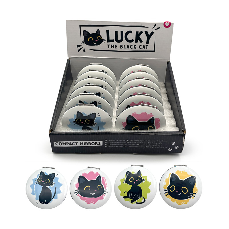 MIRR88_001 Compact Mirror - Lucky the Black Cat - Image 1
