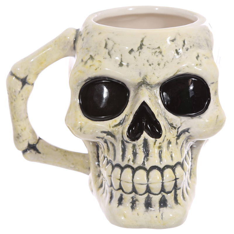 MUG217_001 Ceramic Shaped Head Mug - Ancient Skull - Image 1