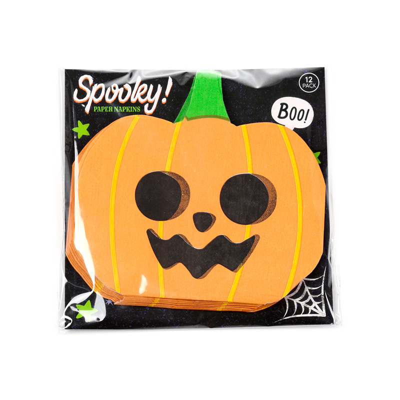 NAPK03_001 Pack of 12 Napkins - Halloween Pumpkin - Image 1