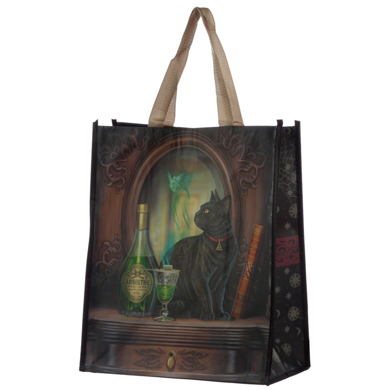 NWBAG62_001 Durable Reusable Shopping Bag - Lisa Parker Absinthe Cat - Image 1