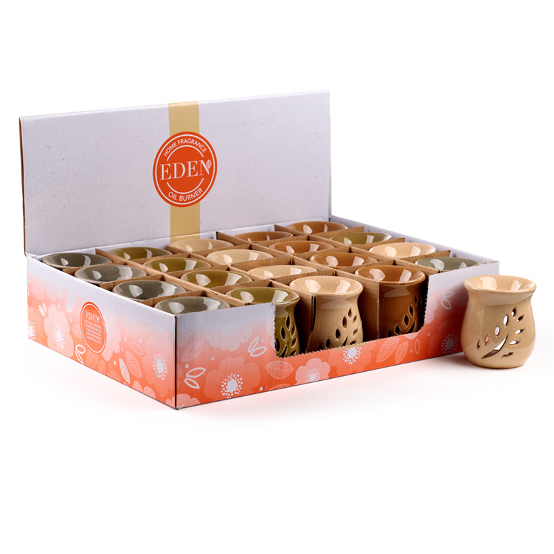 OB219_001 Ceramic Crackled Glaze Leaf Cut Out Oil Burner - Image 1