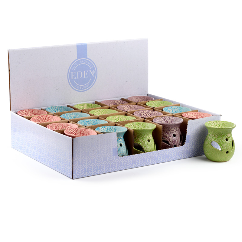 OB230_001 Ceramic Crackled Glaze Cut Out Pattern Oil Burner - Image 1