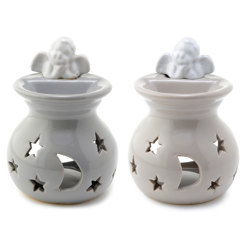 OB336_001 Ceramic Cherub Moon and Starts Eden Oil and Wax Burner - Image 1