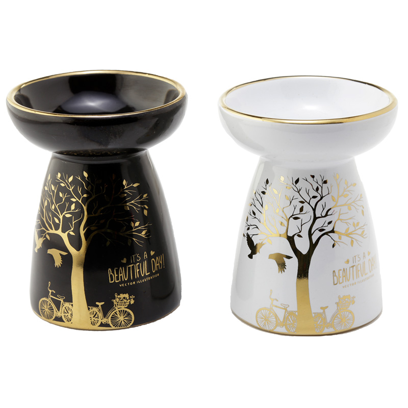 OB337_001 Ceramic Metallic Gold Tree Eden Oil and Wax Burner - Image 1