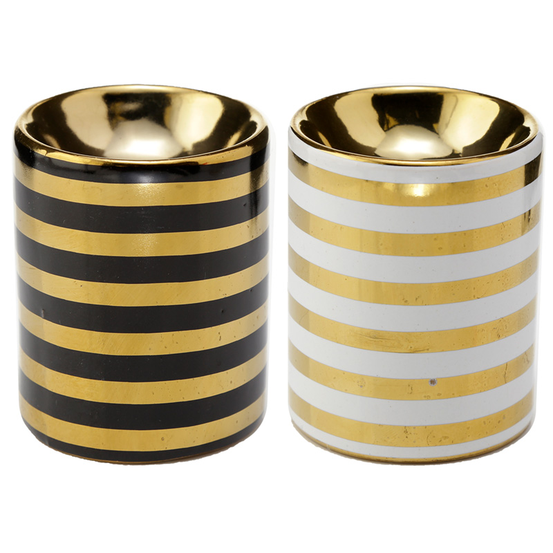 OB339_001 Ceramic Metallic Gold Stripe Eden Oil Burner - Image 1