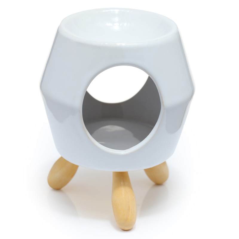OB344A_001 Ceramic White Abstract Eden Oil Burner with Feet - Image 1