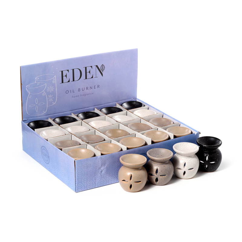 OB407_001 Ceramic Small Oil Burner - Eden Stone Effect Flower Cutout - Image 1