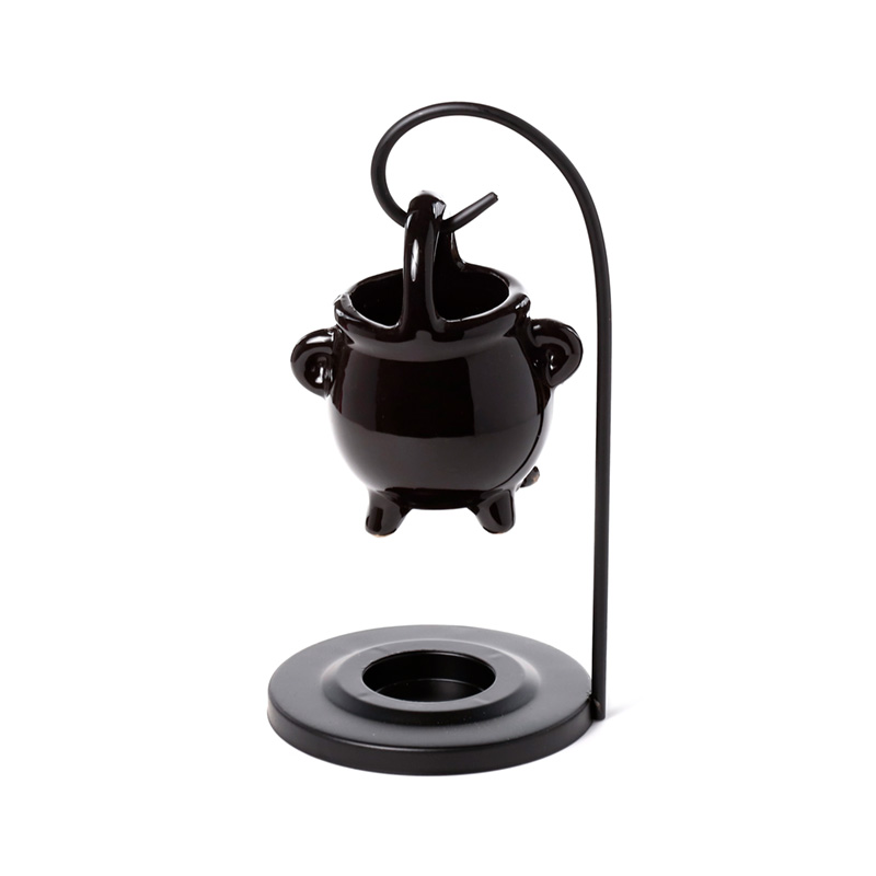 OB411_001 Ceramic Hanging Ceramic Oil Burner - Black Cauldron - Image 1