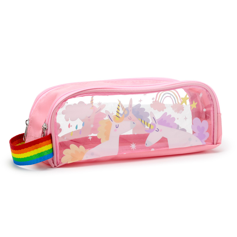 PCASE56_001 Clear Window Pencil Case - Unicorn Magic - Image 1