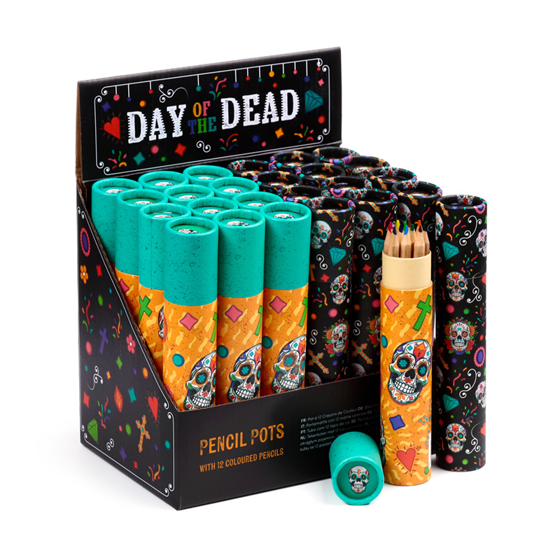 PCASE93_001 Large Colouring Pencil Tube - Day of the Dead - Image 1