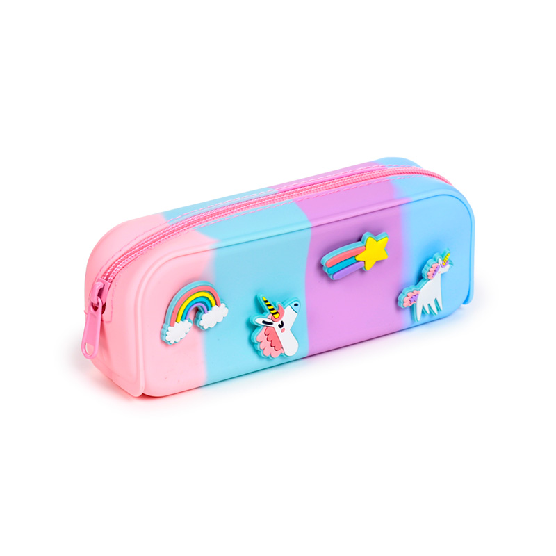 PCASE98_001 Silicone Pencil Case with Charms - Unicorn Magic - Image 1