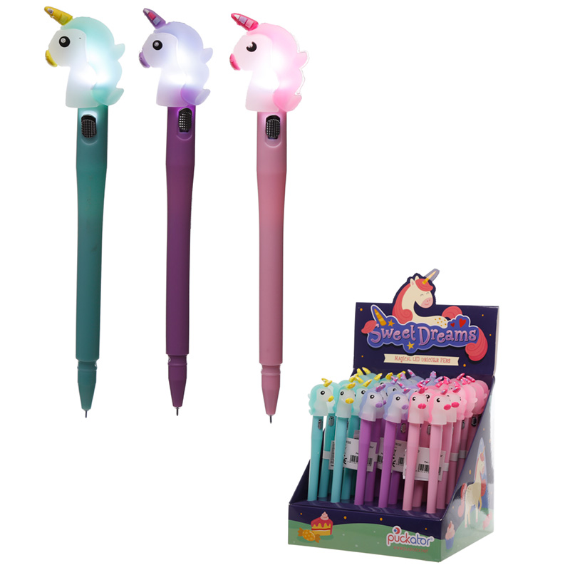 PEN130_001 Light Up LED Unicorn Novelty Pen - Image 1