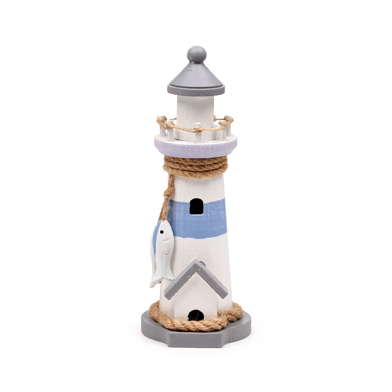 SEAS77_001 Souvenir Seaside - Lighthouse Figurines White Fish - Image 1