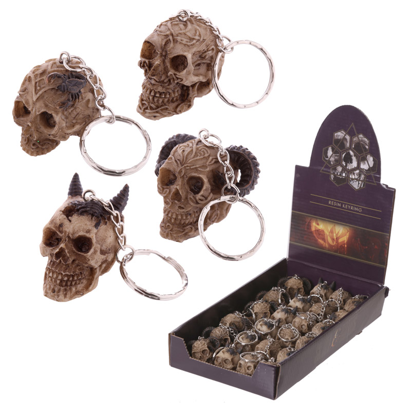 SK122_001 Novelty Keyring - Celtic Skull Head - Image 1