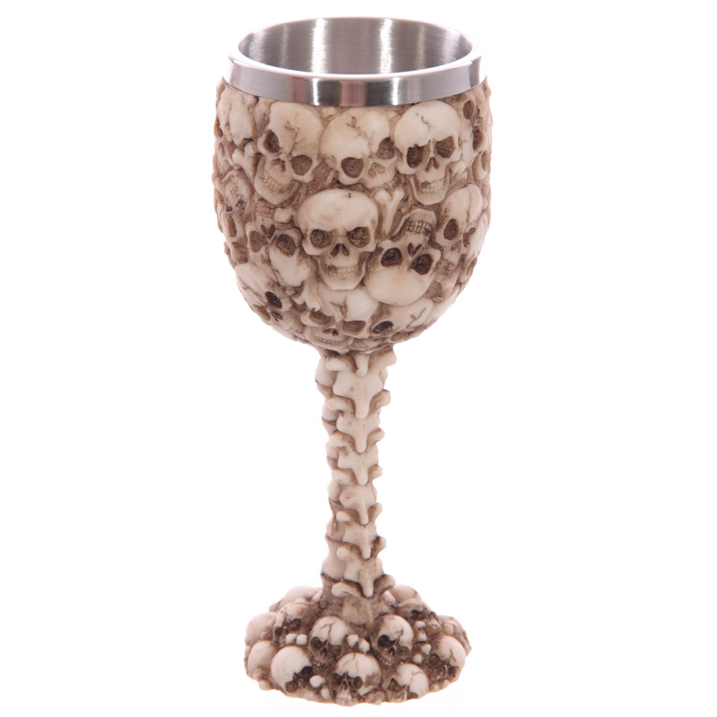 SK125_001 Decorative Gothic Multi Skulls and Spine Goblet - Image 1