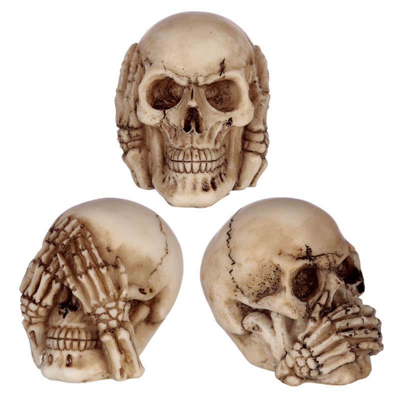 SK287_001 Speak No, Hear No, See No Evil Set of 3 Skulls - Image 1