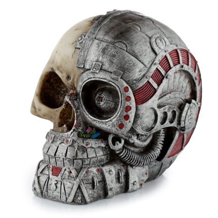 Fantasy Steampunk Skull Ornament - Half Robot Head