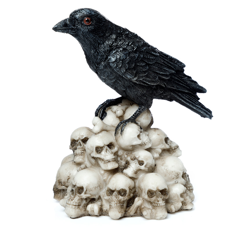 SK349_001 Crow Standing on Pile of Skulls Ornament - Image 1