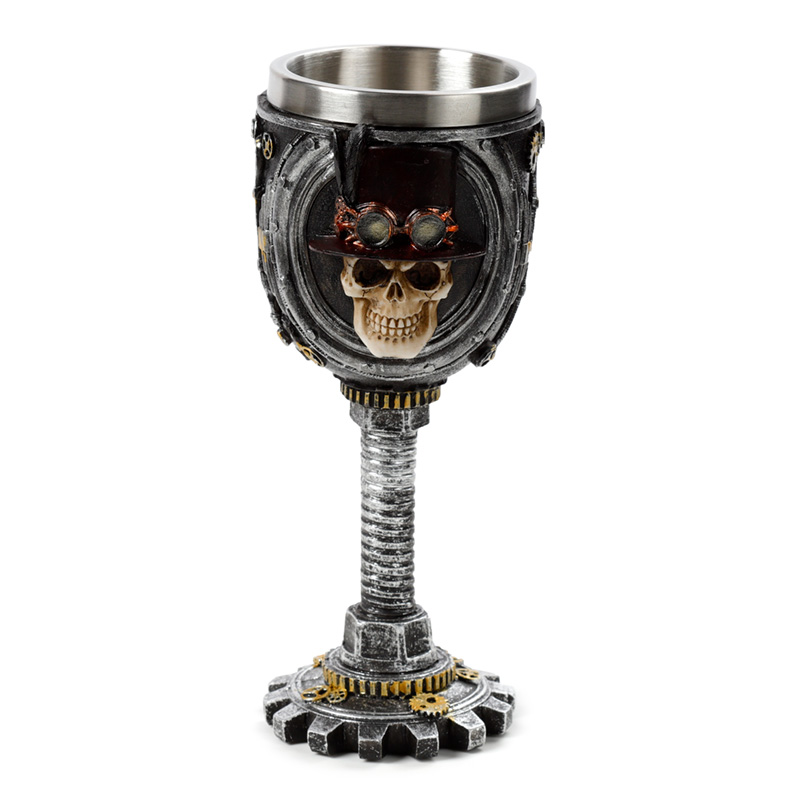 SK372_001 Decorative Goblet - Steampunk Skull - Image 1