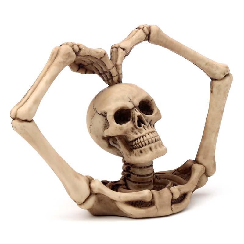 SK382_001 Gothic Skull Decoration - Skull and Skeleton Arms Heart - Image 1