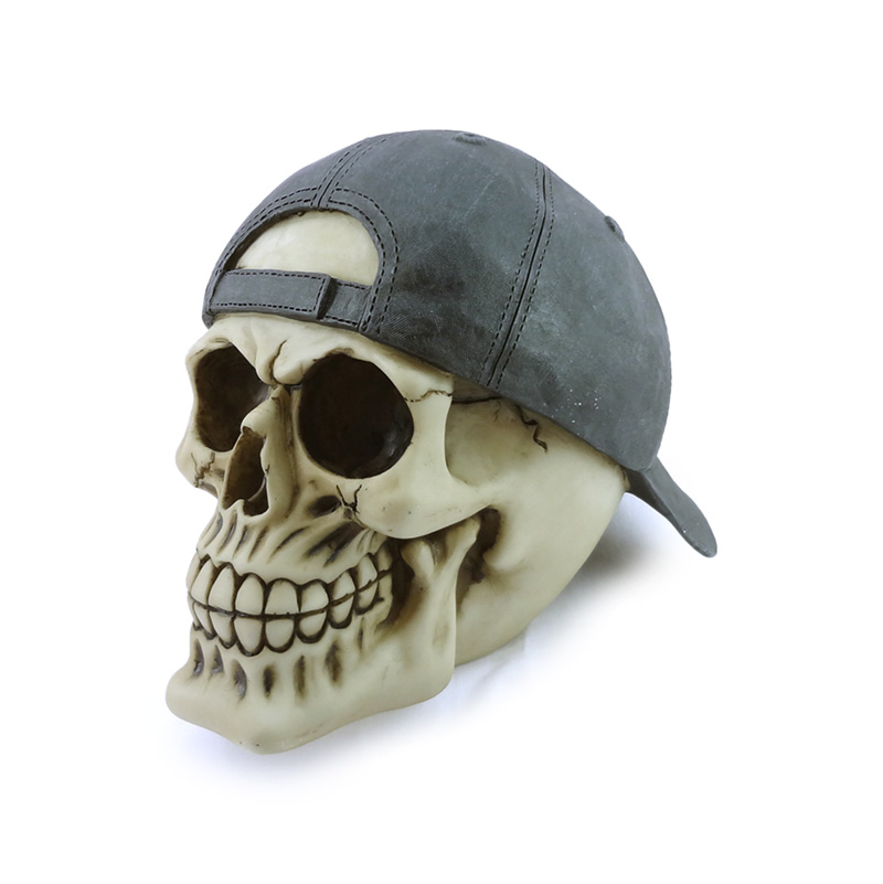 SK816_001 Decorative Ornament - Skull with Backwards Baseball Cap - Image 1